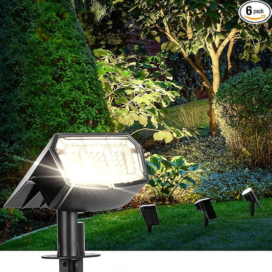 Solar Spot Lights Outdoor 63 LED 3 Lighting,Waterproof IP65 Modes Spotlights for Outside House Yard Garden Landscape Lights 6 Pack (Natural Lihgt)