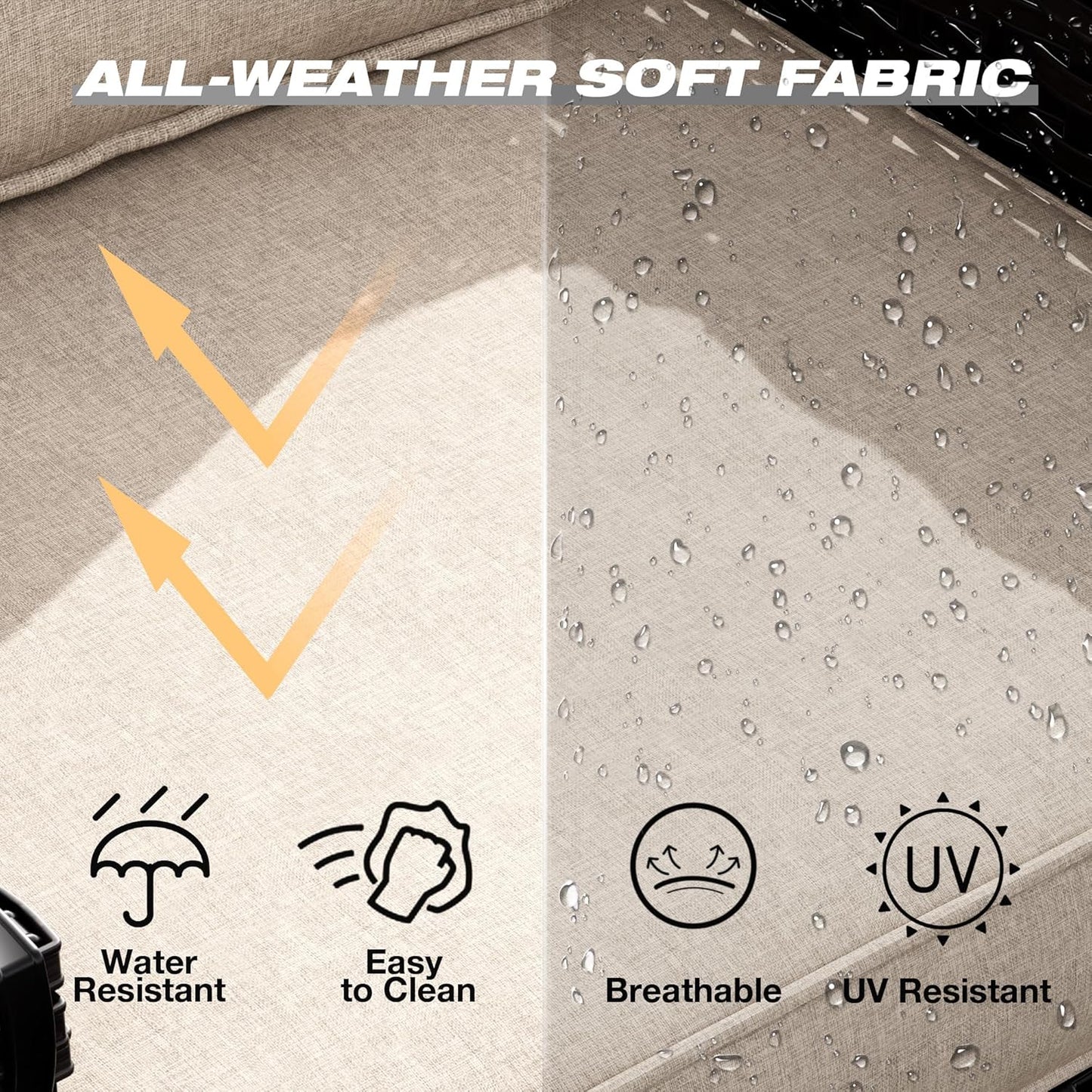 Joyside Wicker Patio Furniture Sets, 8 Pieces Upgraded Large Size Outdoor Furniture with Swivel Rocking Patio Chairs, Patio Dining Chair, 3-Seat Sofa, Outdoor Ottoman, Thick Cushions, Wide Armrest