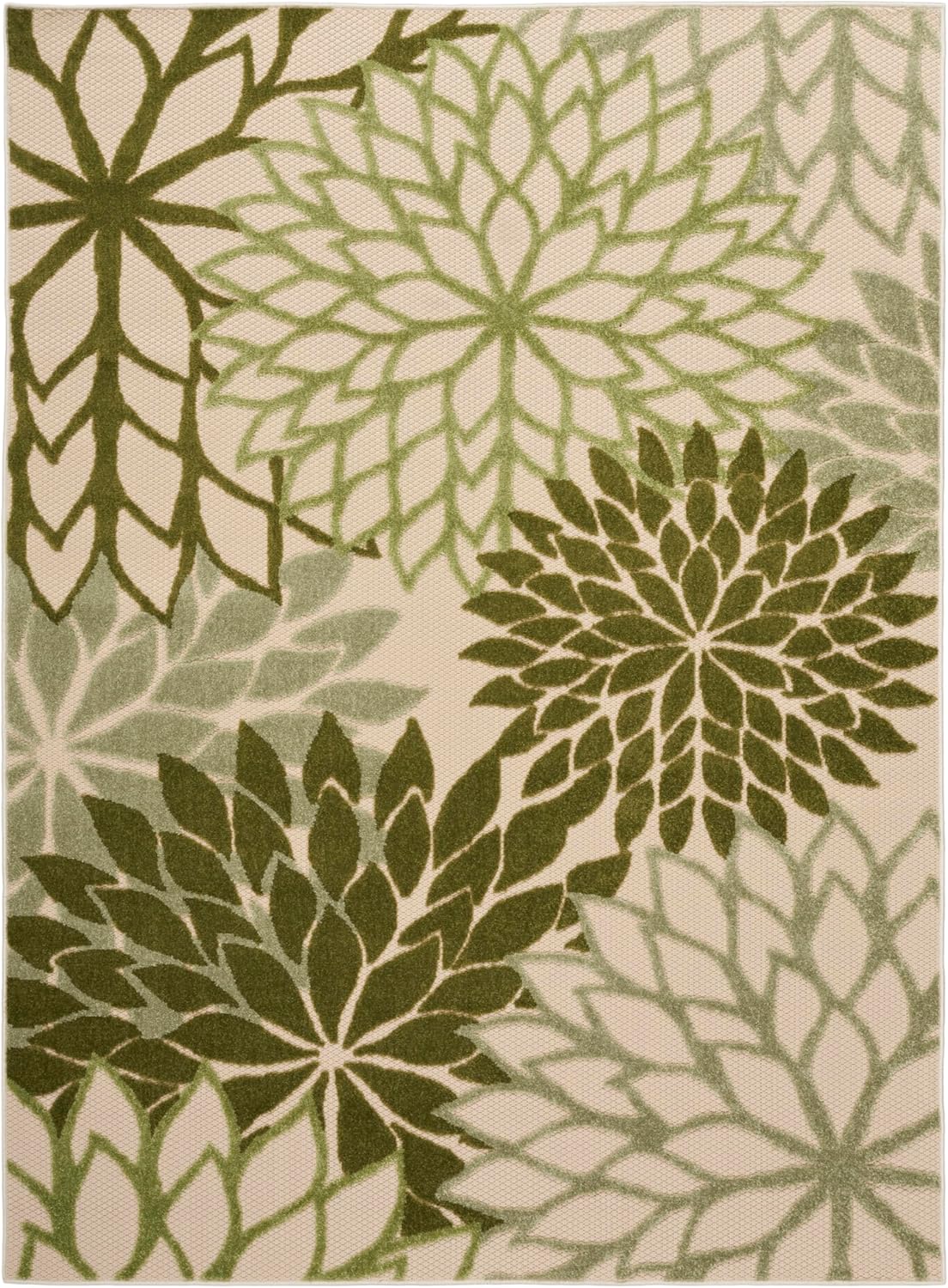 Nourison Home Aloha 4' x 6' Ivory Green Fabric Tropical Area Rug (4' x 6')