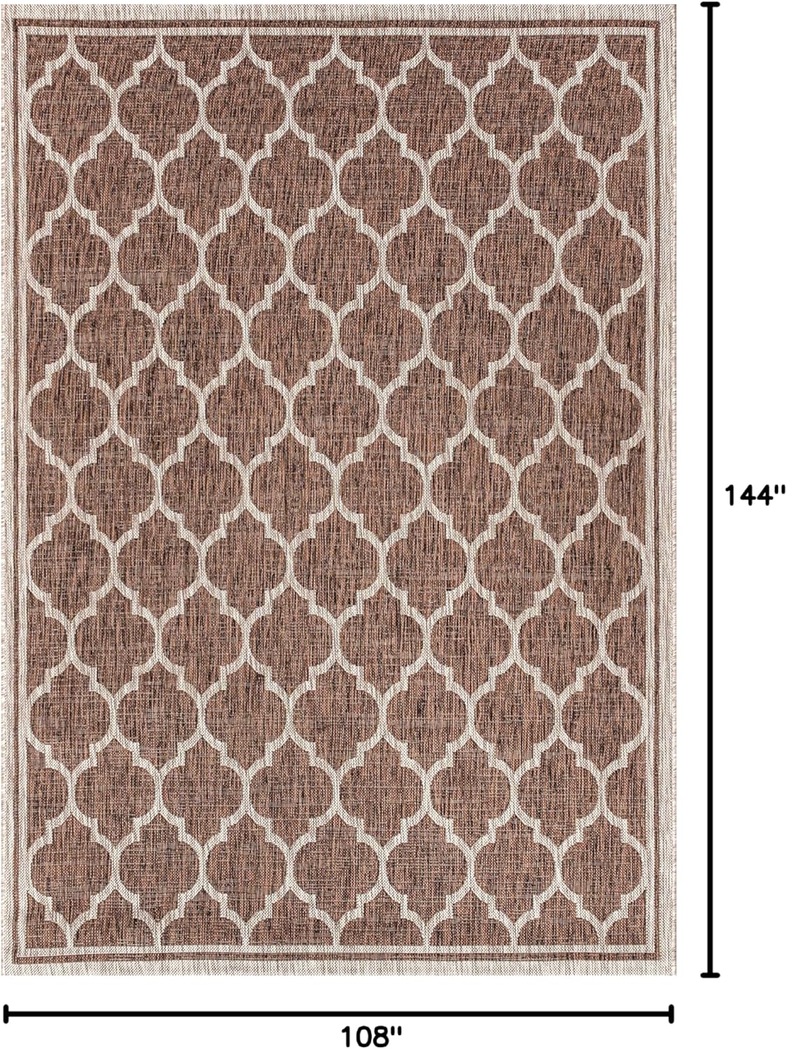 Eyely BMS109B-9 Santa Monica Trebol Moroccan Trellis Textured Weave Indoor/Outdoor Area Rug Coastal;Bohemian, Bedroom, Backyard, Patio, Easy-Cleaning, Non-Shedding, 9 X 12, Espresso/Taupe