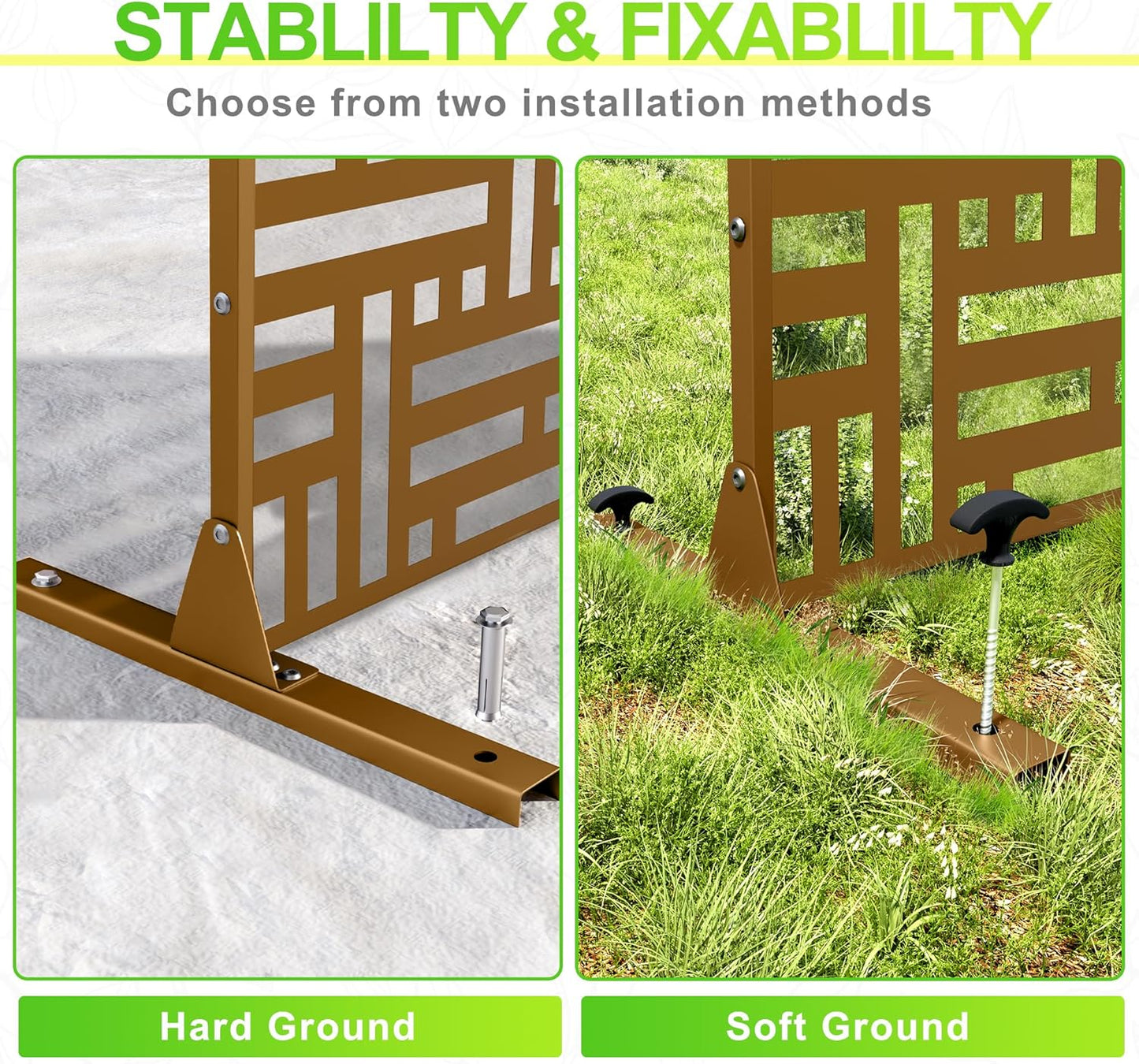 Outdoor Privacy Screen,72" H×47" W Metal Privacy Screen, Freestanding Privacy Fence Panels for Patio