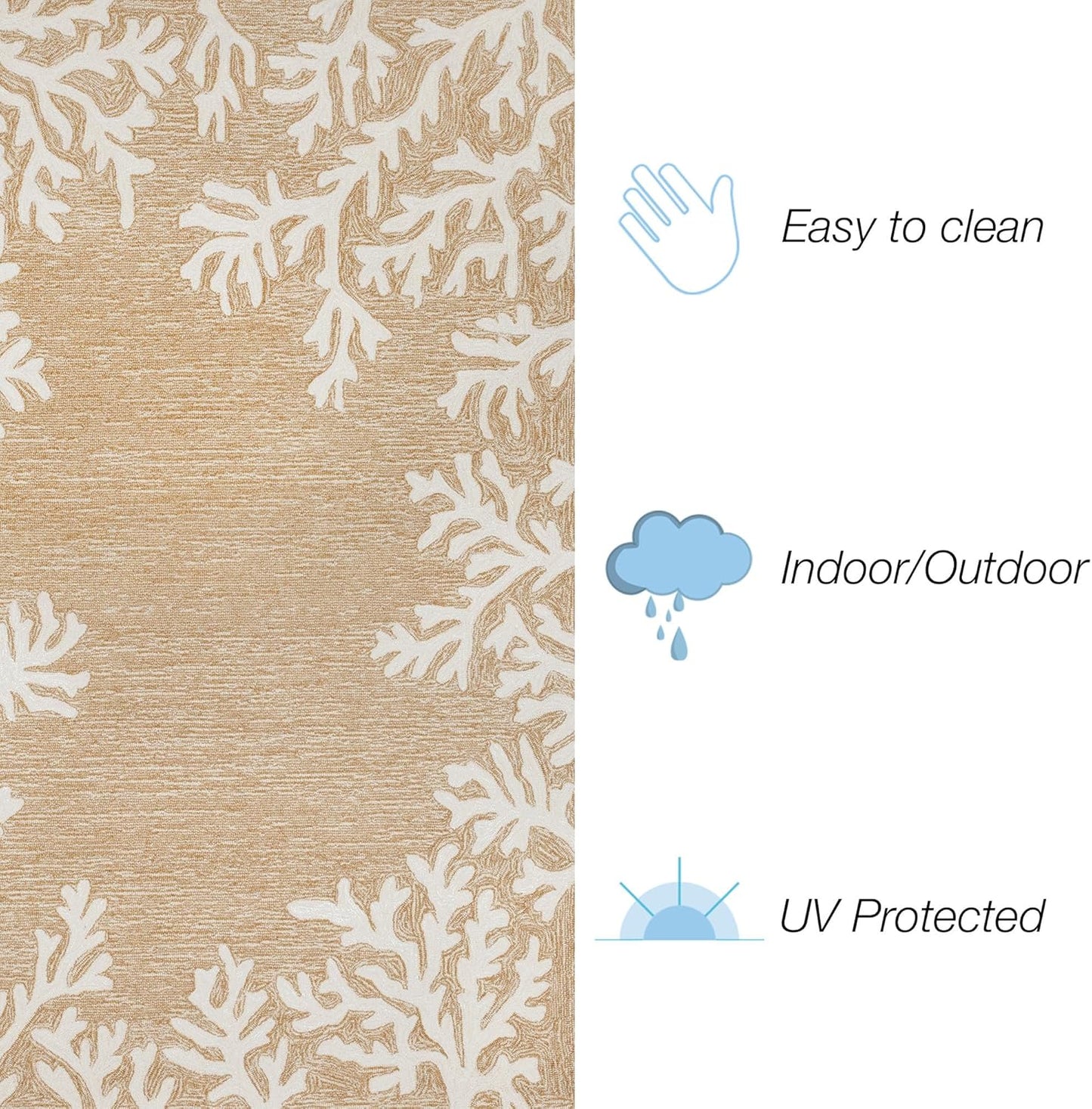 Liora Manne Capri Indoor/Outdoor Handmade Synthetic Blend Durable Area Rug - Traditional Border Coastal Beach Accent (Coral Border Neutral) (8'3" x 11'6")