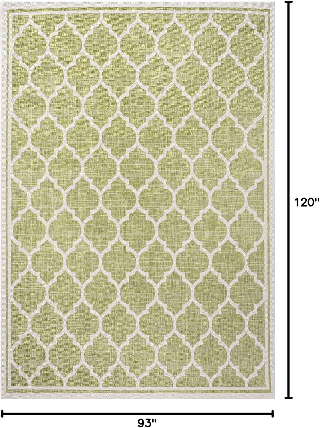 Eyely BMS109G-8 Santa Monica Trebol Moroccan Trellis Textured Weave Indoor/Outdoor Area Rug Coastal;Bohemian, Bedroom, Backyard, Patio, Easy-Cleaning, Non-Shedding, 8 X 10, Green/Cream