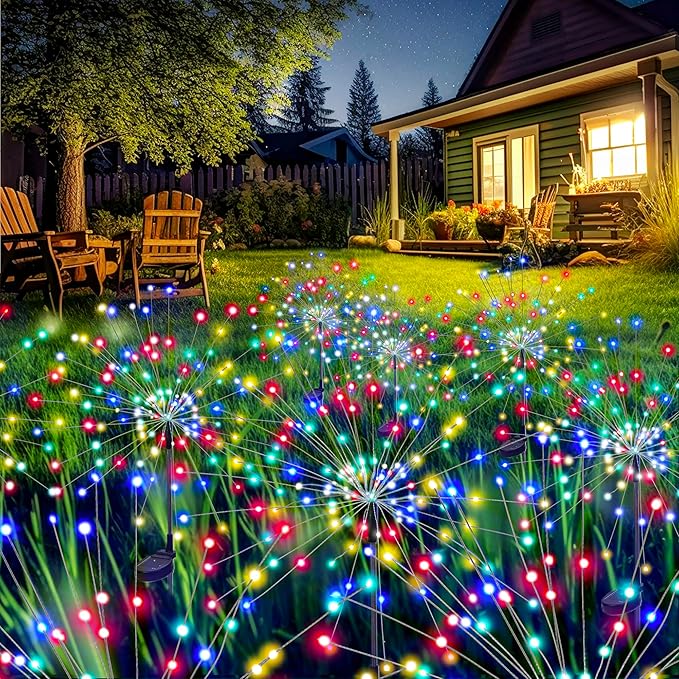 GIGALUMI Garden Outdoor Decor Lights 120LED 8Pack, Solar Garden Lights for Yard Outside Fairy Decorative,Solar Powered for Yard Pathway Flowerbed Planter Balcony Patio Decor（Multicolor）