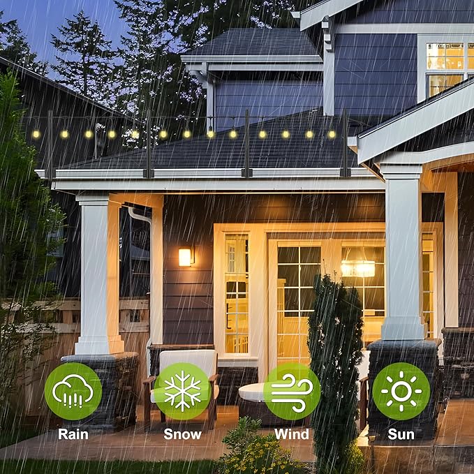 Suchtale 8 Pack 1.3 FT String Light Poles, Suspension Outdoor Fence Post Lights with Clip and Bracket, Outside String Lights Hanging, Wall Mounting Stand for Patio Garden Backyard Wedding Party, Black