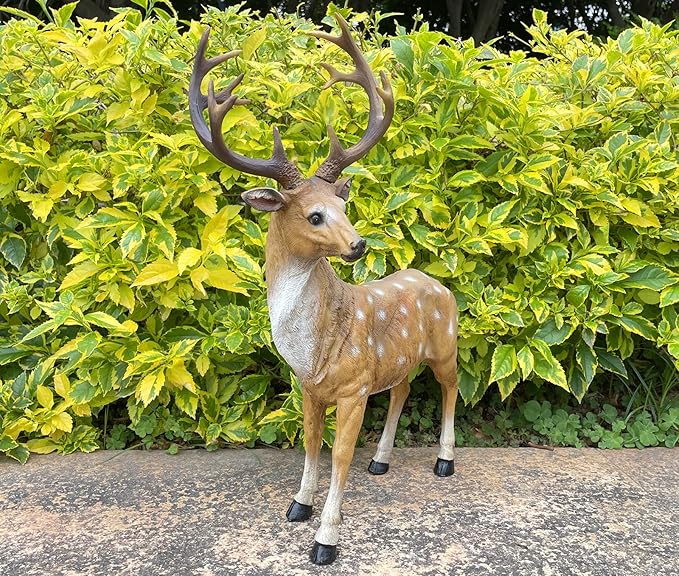 XTAPAN Resin Sika Standing Deer Statue Garden Animals Decorations Outdoor Sculpture Yard Art Decor Lawn Ornaments Clearance Patio Decoration Figurine Christmas Home Decorations