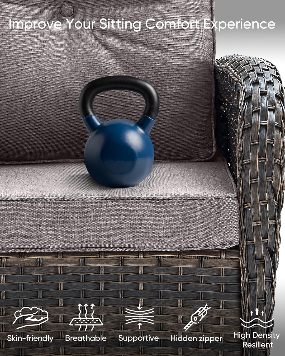 HUMMUH 7-Piece Patio Furniture Set with Fire Pit,Wicker Patio Glider Loveseat Outdoor Swivel Rocker Chairs with Ottomans for Backyard,Poolside,Deck