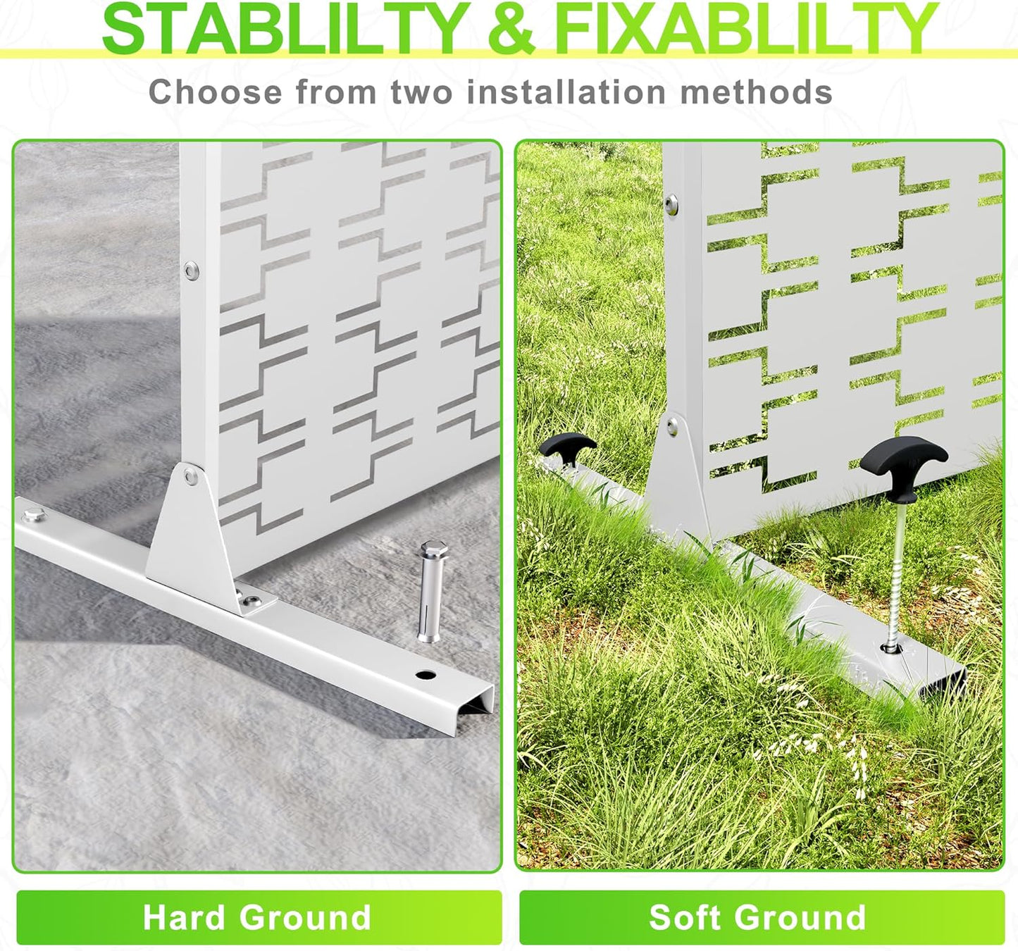 Outdoor Privacy Screen,72" H×47" W Metal Privacy Screen, Freestanding Privacy Fence Panels for Patio