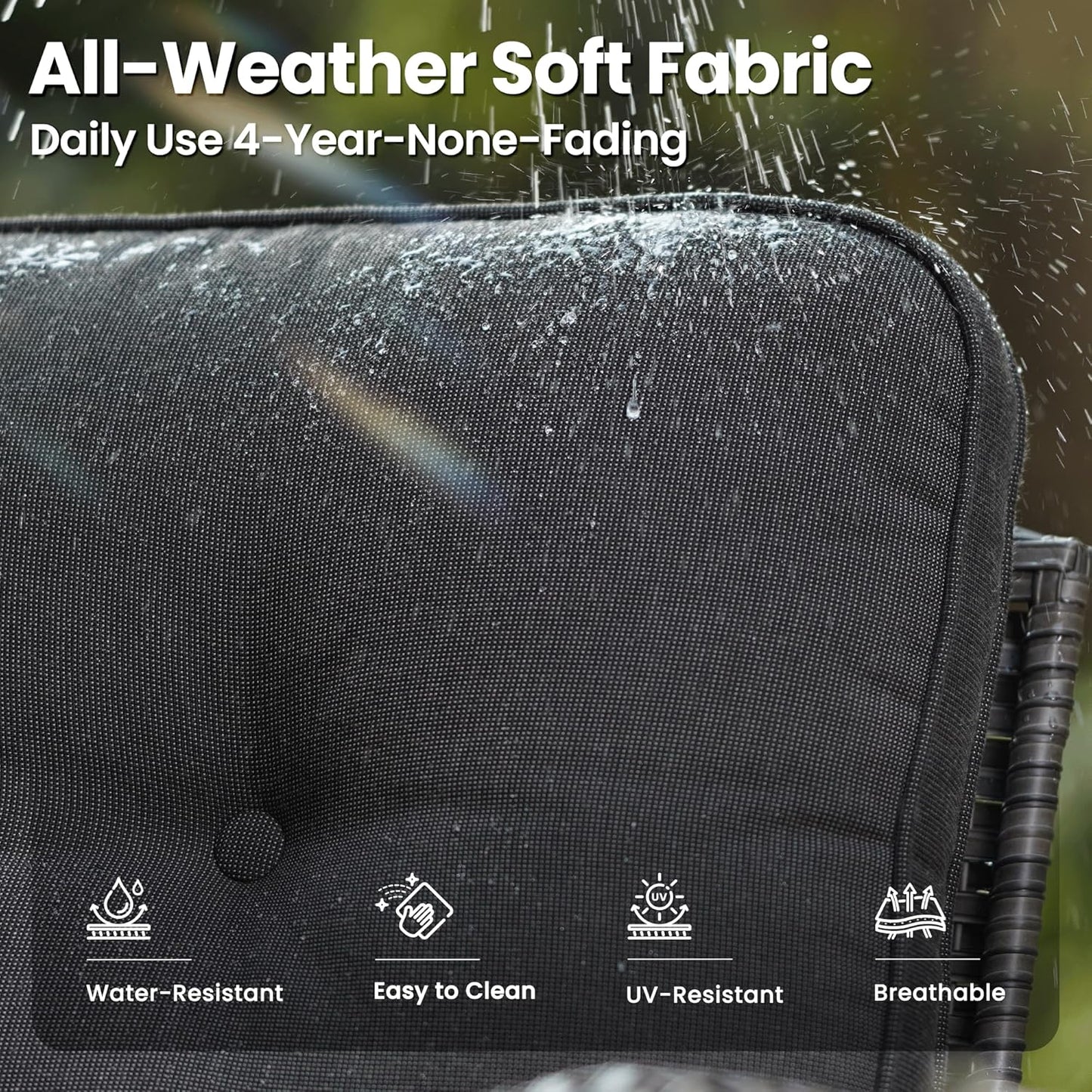 ovios 8 Pieces Patio Furniture Set, Outdoor Wicker Sofa with Swivel Chairs, Coffee Table, All Weather High Back Rattan Loveseat Couch with Comfy Cushions, Black