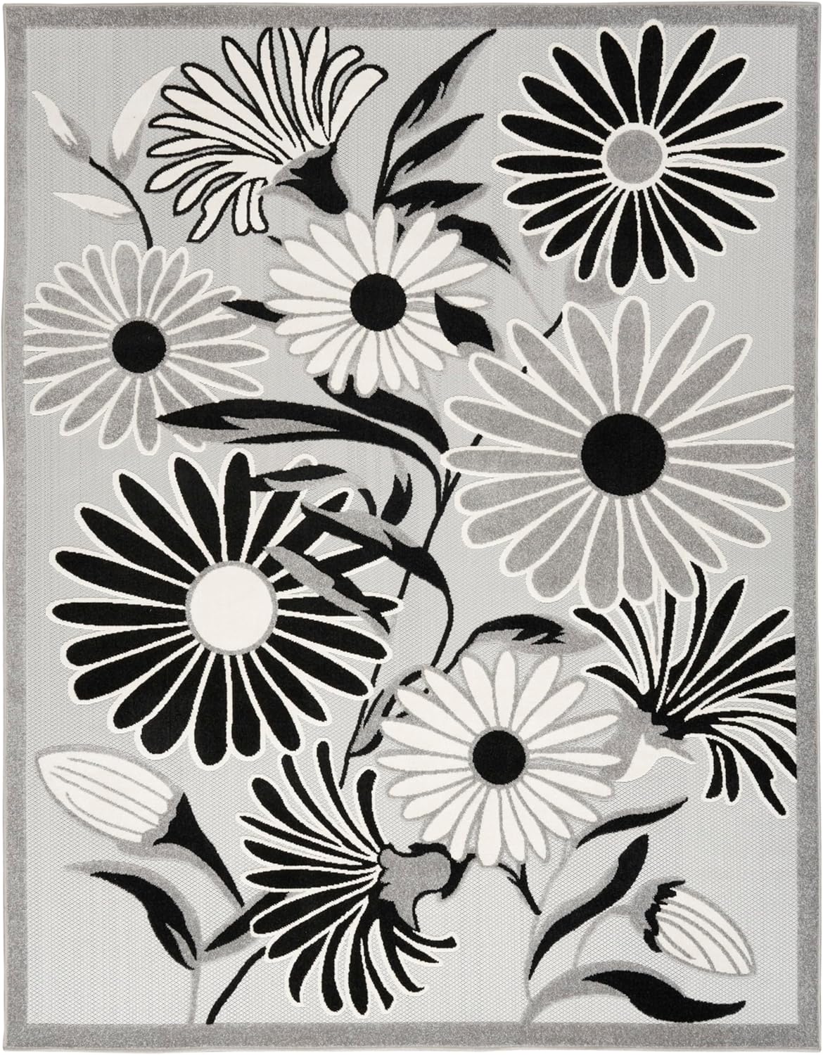 Nourison Home Aloha 7' x 10' Black White Fabric Contemporary Area Rug (7' x 10')