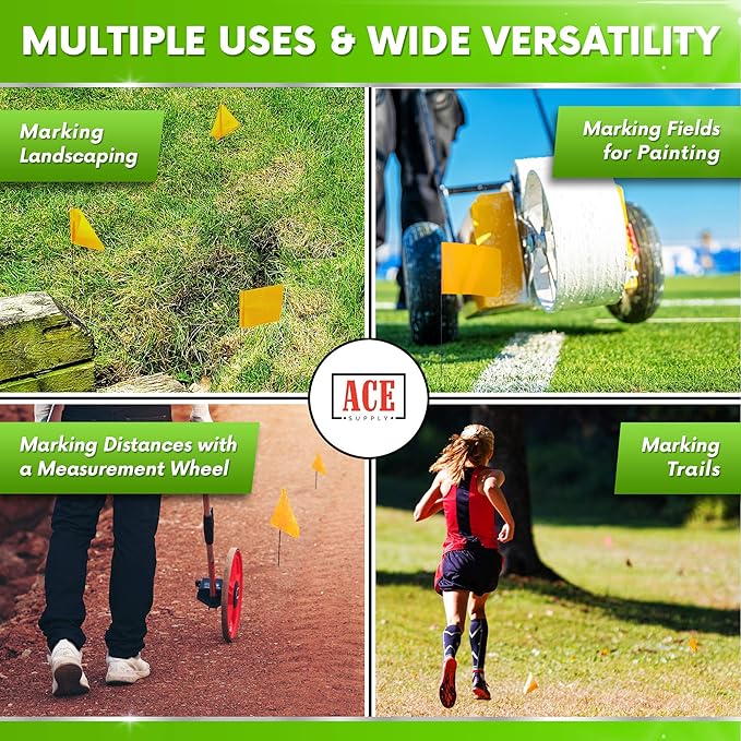 Yellow Marking Flags 100 Pack - 4x5x15 Inch Yellow Flags for Yard - Markers For Lawn, Irrigation, Landscaping, Survey & Sprinkler Head Marking