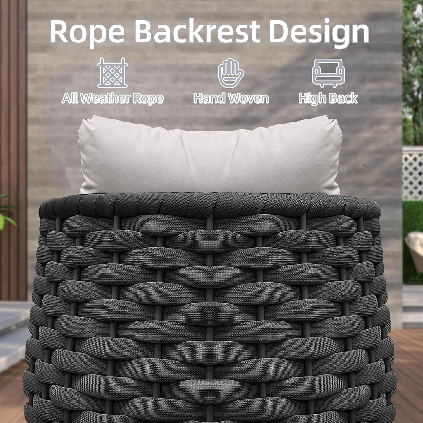 TWT Patio Sofa Set of 2 All-Weather Textilene Rope Balcony Furniture with Cushions & Pillows,Metal Armchairs Outdoor Patio Furniture Set for Indoor, Balcony, Backyard, Deck, Poolside