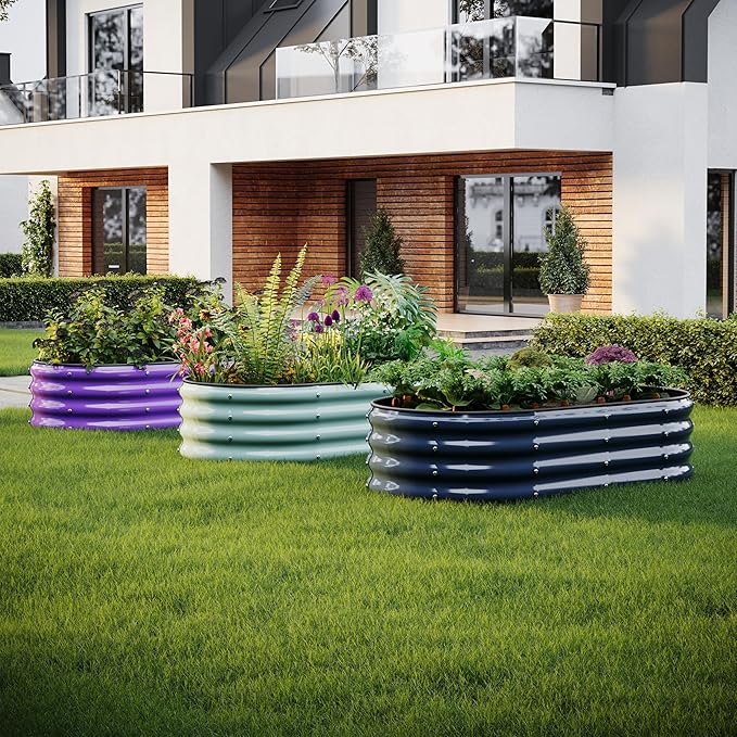 Raised Garden Beds Outdoor Galvanized Planter Raised Garden Bed 4x2x1ft Flower Garden Bed