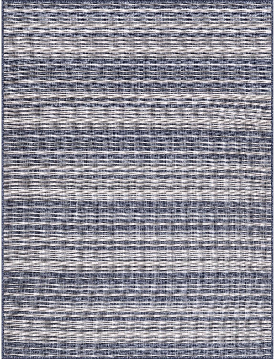 Stripe Outdoor Rug 6x9 Washable Outside Carpet for Indoor Patio Porch Waterproof Easy Cleaning Non Shedding Area Rugs Blue 6 x 9