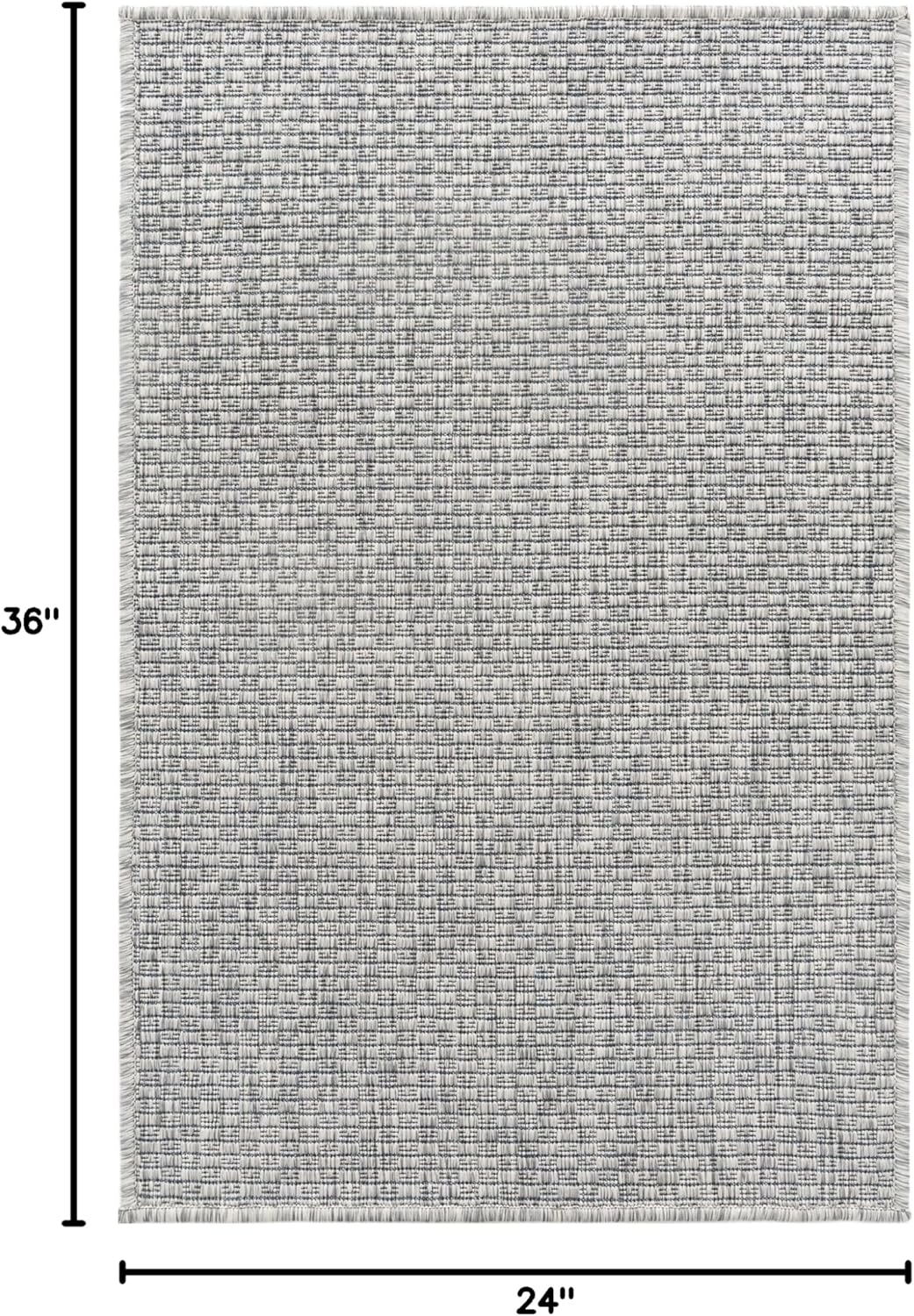 Unique Loom Collection Casual Transitional Solid Heathered Indoor/Outdoor Flatweave Area Rug (2' x 3' 1" Rectangle, Light Gray/Ivory)