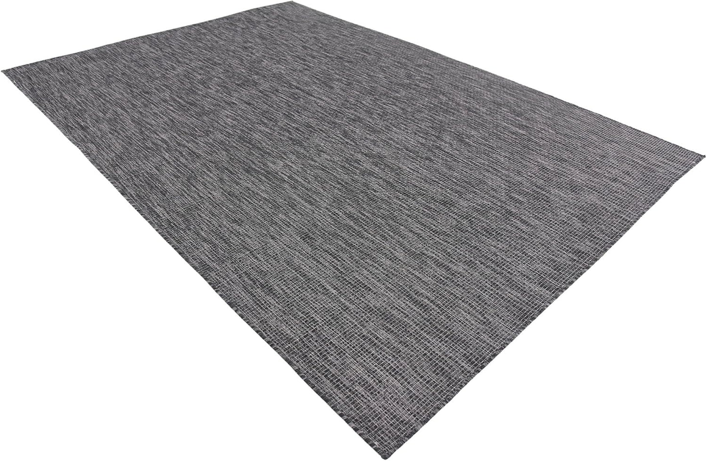 Unique Loom Collection Casual Transitional Solid Heathered Indoor/Outdoor Flatweave Area Rug (7' 1" x 10' Rectangle, Black/Ivory)