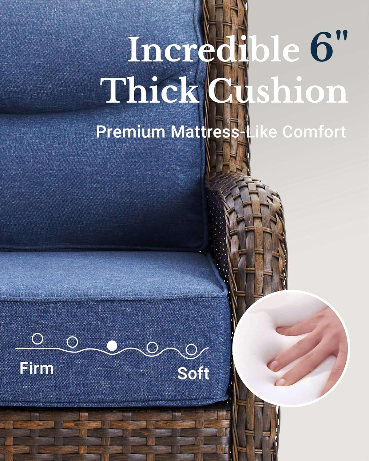 HILLGA Luxury Patio Furniture Set with 6-Inch Thick Cushions, High Back Outdoor Swivel Rocker Chairs, 2-Piece All Weather Conversation Set for Porch Deck Balcony Yard, Blue (V3)