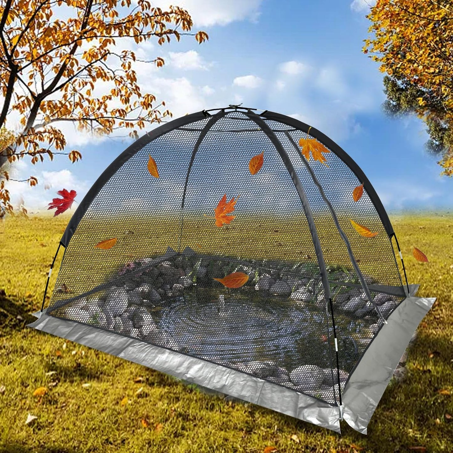 Pond Cover Dome: Protective Netting Tent for Outdoor Fish Koi Ponds Garden Leaves Vegetable Plant Care Use 8X10FT