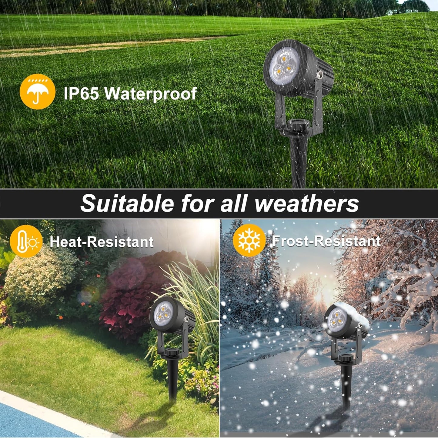 Solar Spot Lights Outdoor, Solar Landscape Spotlights IP65 Waterproof 9.8ft Cable,Auto On/Off Outdoor Wall Lights for Garden Yard Driveway Porch Walkway Pool (3000K Warm White)