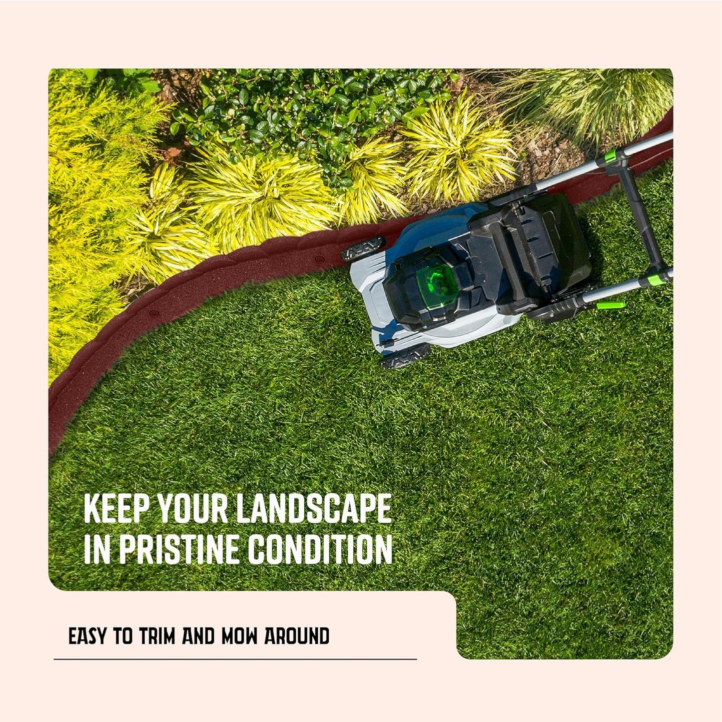 Playsafer L Shaped Flexible Rubber Scalloped Edger for Lawns Landscaping and Playground | Easy No Dig Installation| 4' Long (4, Red)