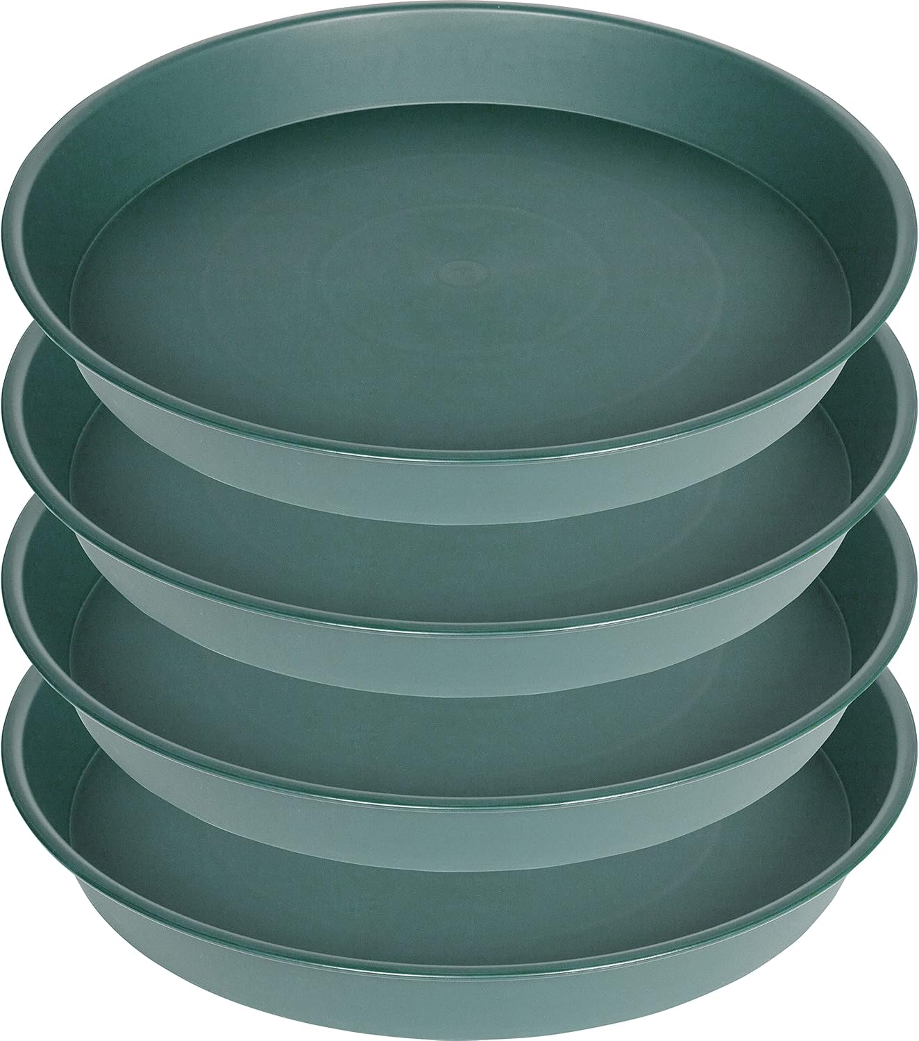 4 Pack of 14 inch Plant Saucer, Heavy Duty Round Plant Trays for Pots, Plastic Plant Water Tray, Bird Bath Bowls, Plant Saucers for Indoors, Drip Trays for Planter 12-14" (14", Green)