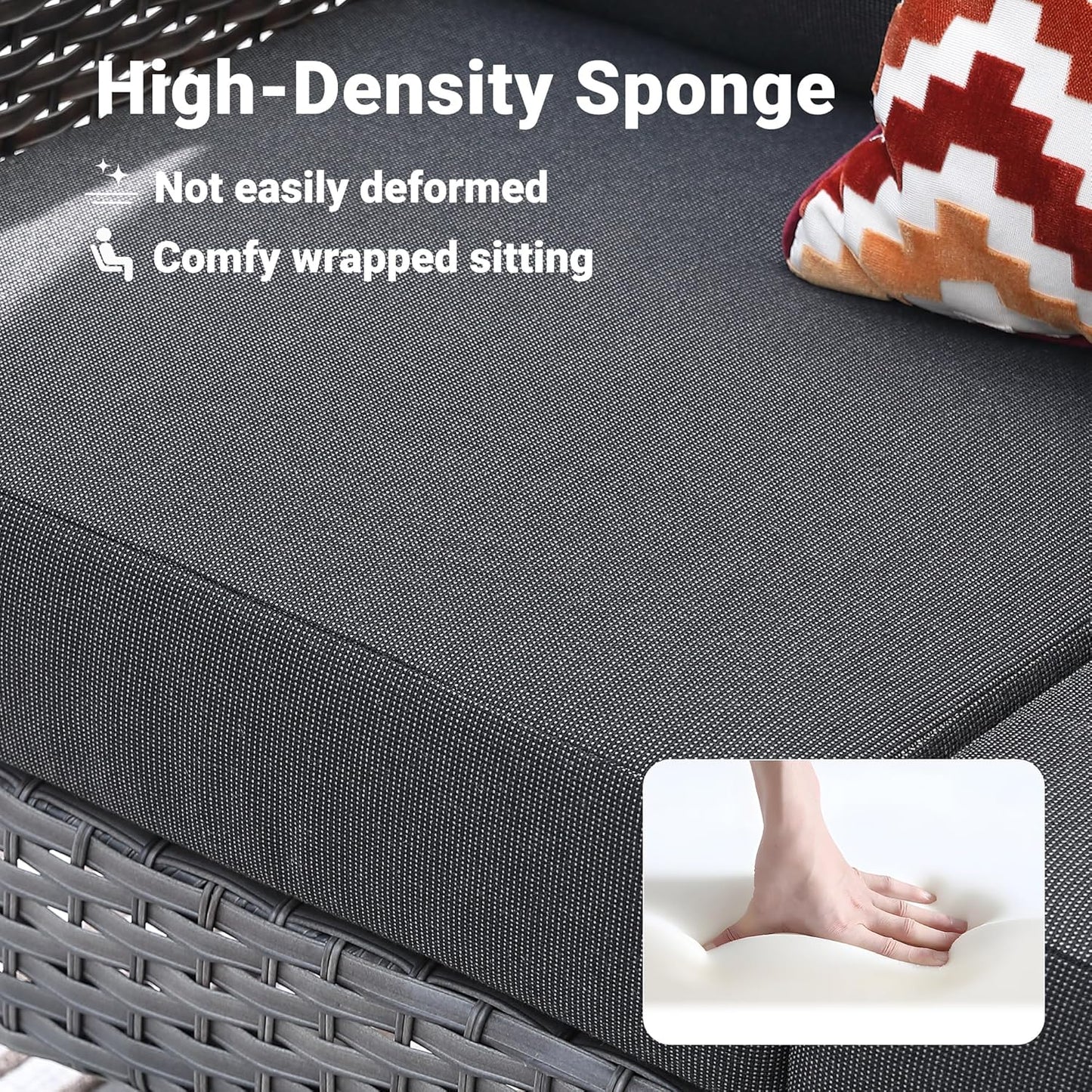 ovios 4 Pieces Patio Furniture Set, Outdoor Wicker Sofa with Coffee Table, Chairs, All Weather High Back Rattan Loveseat Couch with Comfy Cushions, Black