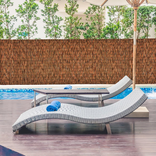 Brown 2 Pack 4FT X 16.4FT Reed Fencing Roll, Balcony Privacy Shade Reed Bamboo Fencing Garden Fence Border, Wind Block Sunshade Fence Screen for Outdoor Yard Patio Flower Bed Edge