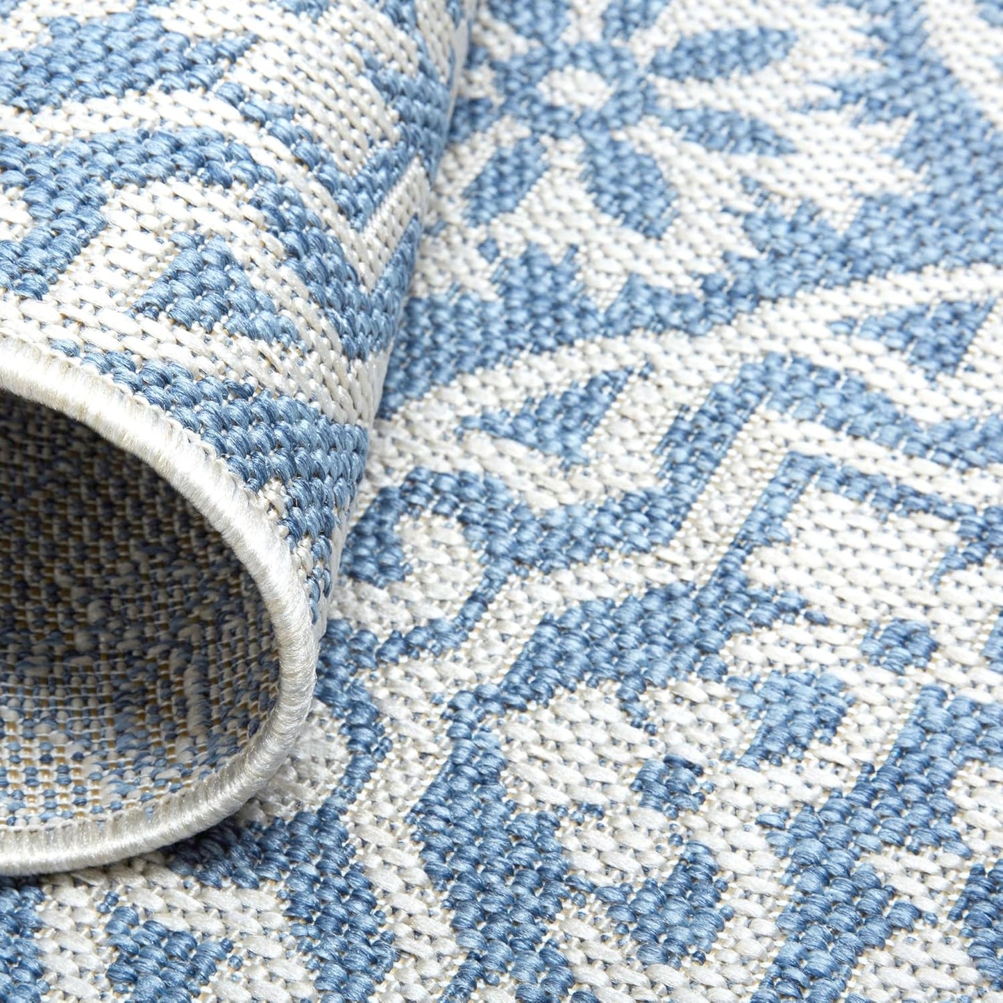 Nicole Miller New York Patio Country Julia Transitional Geometric Indoor/Outdoor Runner Area Rug, Blue/Grey, 1'9"x7'2"