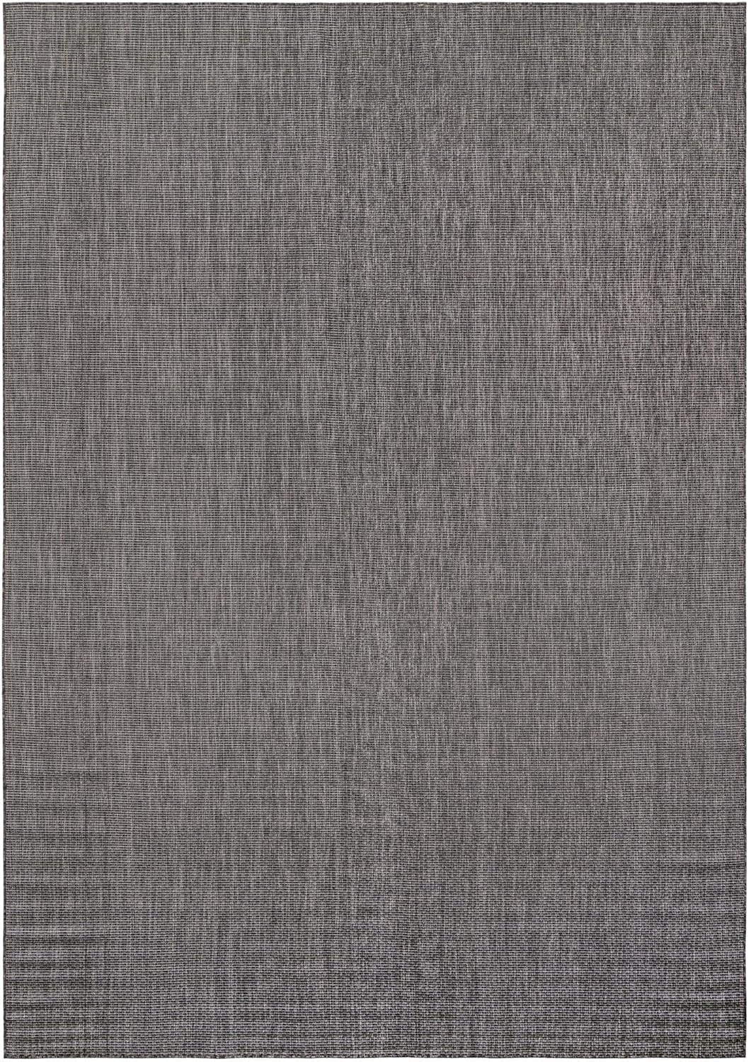 Unique Loom Outdoor Solid Collection Area Rug (10' x 14' Rectangle Black/Ivory)