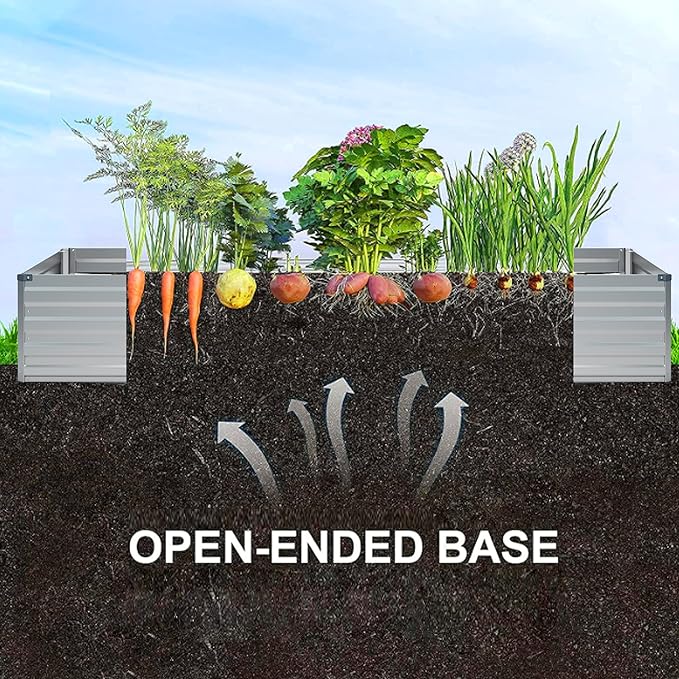 MGNO 2pcs 8x4x1FT Galvanized Raised Garden Bed-Outdoor Planter Box for Vegetables-Metal Garden Bed,Rectangle Planting Box for Herb,Flower