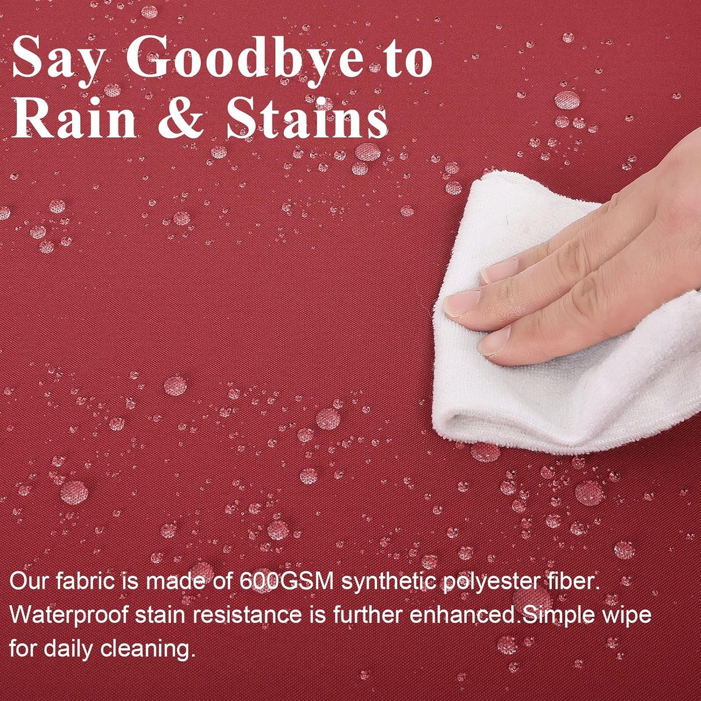 Outdoor Chair Cushions Set of 2 for Patio Furniture 18.5x16x3 Inch Waterproof Patio Chair Cushion 3 Year Color Fastness Rectangle Elastic Foam Garden Couch Pads with Ties and Handle,Red