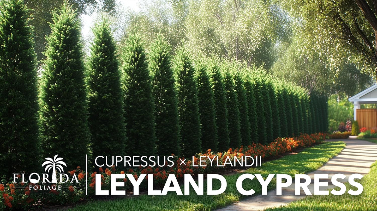 Leyland Cypress |2 Large Gallon Size Plants | Cupressocyparis leylandii | Fast Growing Privacy Trees, Evergreen Landscape Plants, Drought Tolerant, Low Maintenance, Windbreak, Hardy