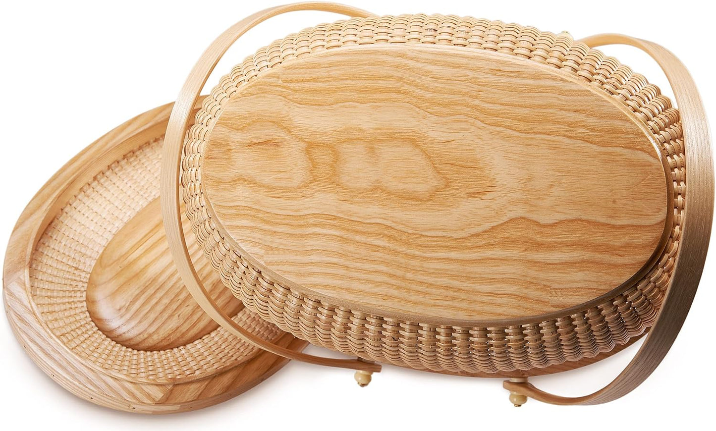 Nantucket style basket Picnic Basket rattan Handmade Products woven Sewing storage basket Two swing handles Tote Bag For Women