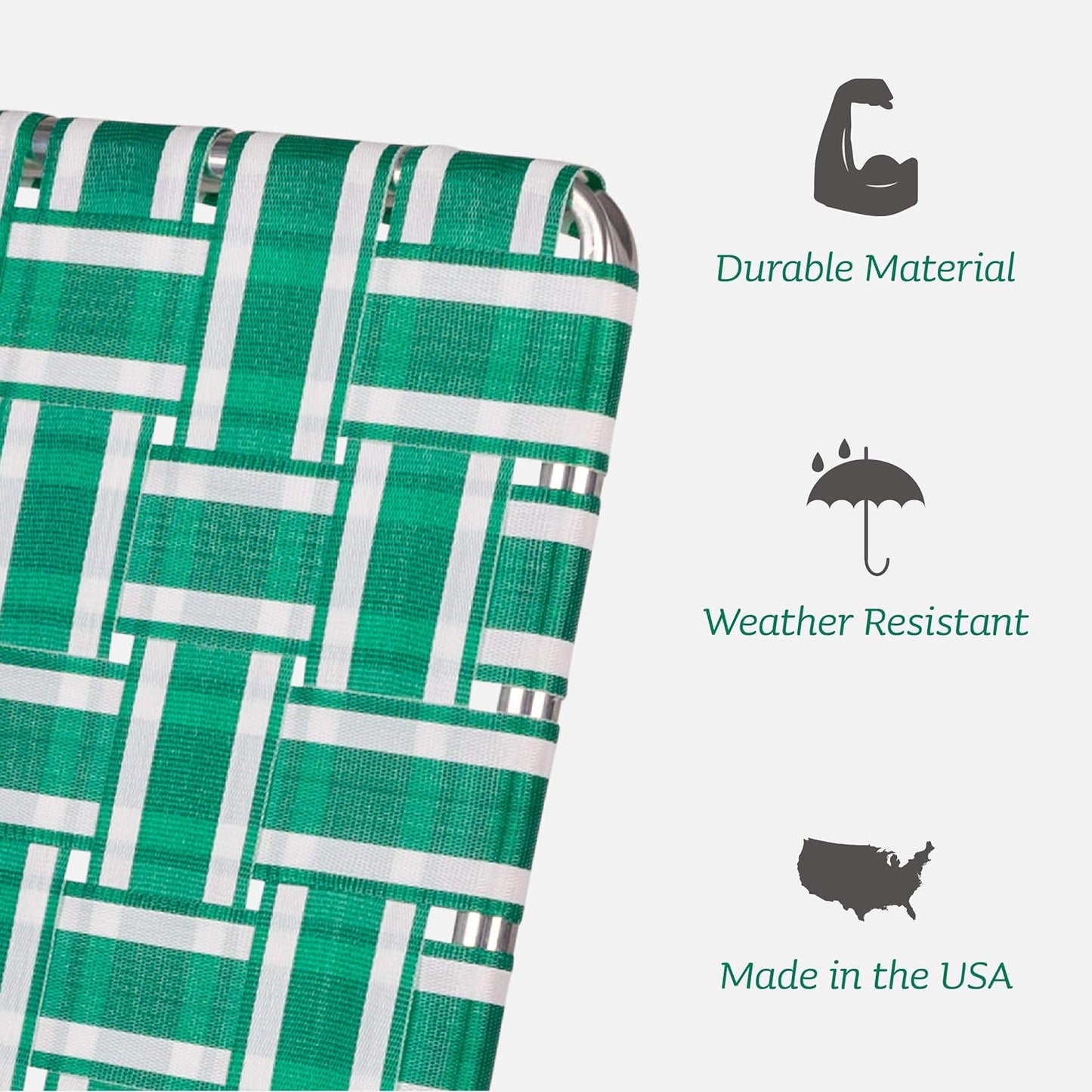 Lawn Chair USA Folding Aluminum Outdoor Patio Lawn Chair | Heavy-Duty Webbed Chairs for Camping, Sports, Beach, Yard & Tailgating | Lightweight Portable | Classic - Black with Black Arms