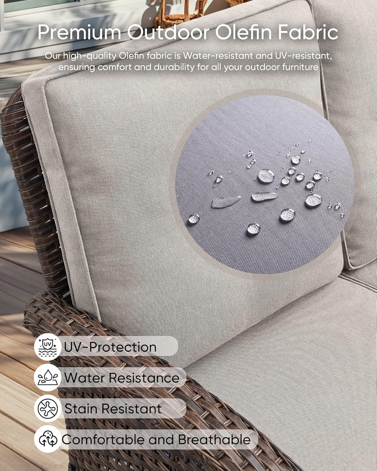 HUMMUH 5-Piece Patio Furniture Set with Fire Pit,Wicker Outdoor Swivel Rocker Chairs Patio Sofa for Backyard,Poolside,Deck