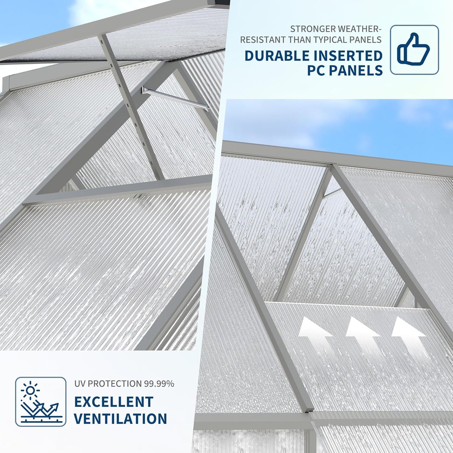 6'X7' Aluminum-Framed Polycarbonate Greenhouse, Heavy Duty Polycarbonate Greenhouse with Quick Setup Structure and Roof Vent, Large Enhanced Aluminum Greenhouses Kit for Outdoors