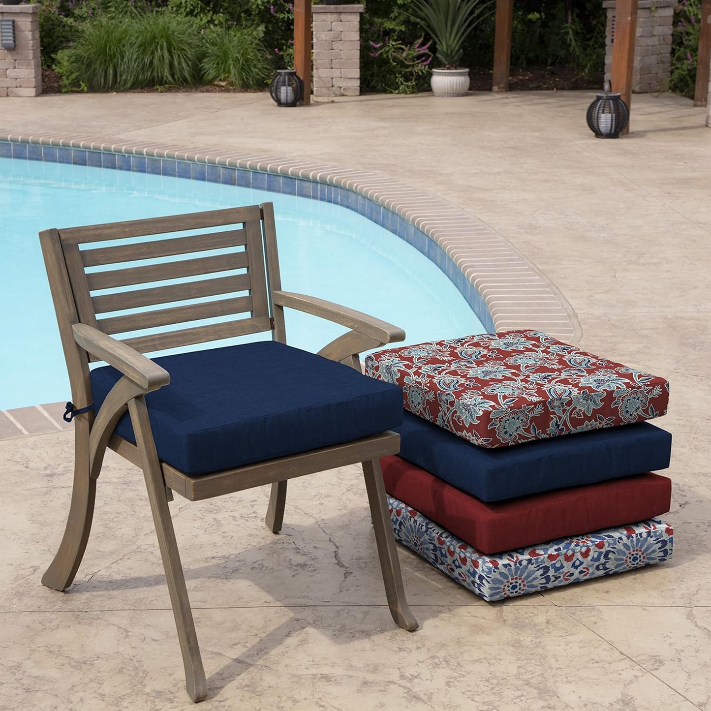 Arden Outdoor Seat Cushion, 19 x 19, Rain-Proof, Fade Resistant Sapphire Blue Leala