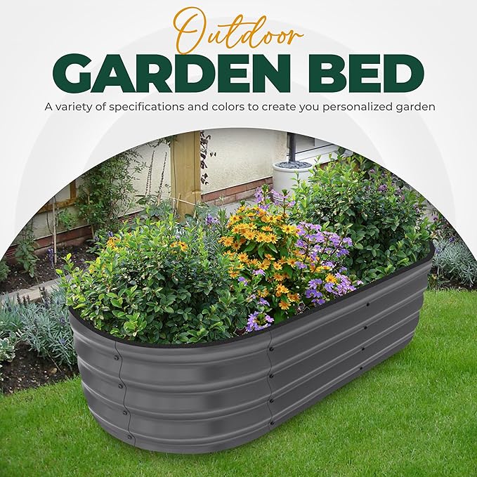Utopia Home Galvanized Raised Garden Bed, 4 by 2 by 1 feet Lightweight Planter Boxes Outdoor with Easy Assembly, Large Garden Bed for Vegetables, Fruits, Flowers, Dark Grey