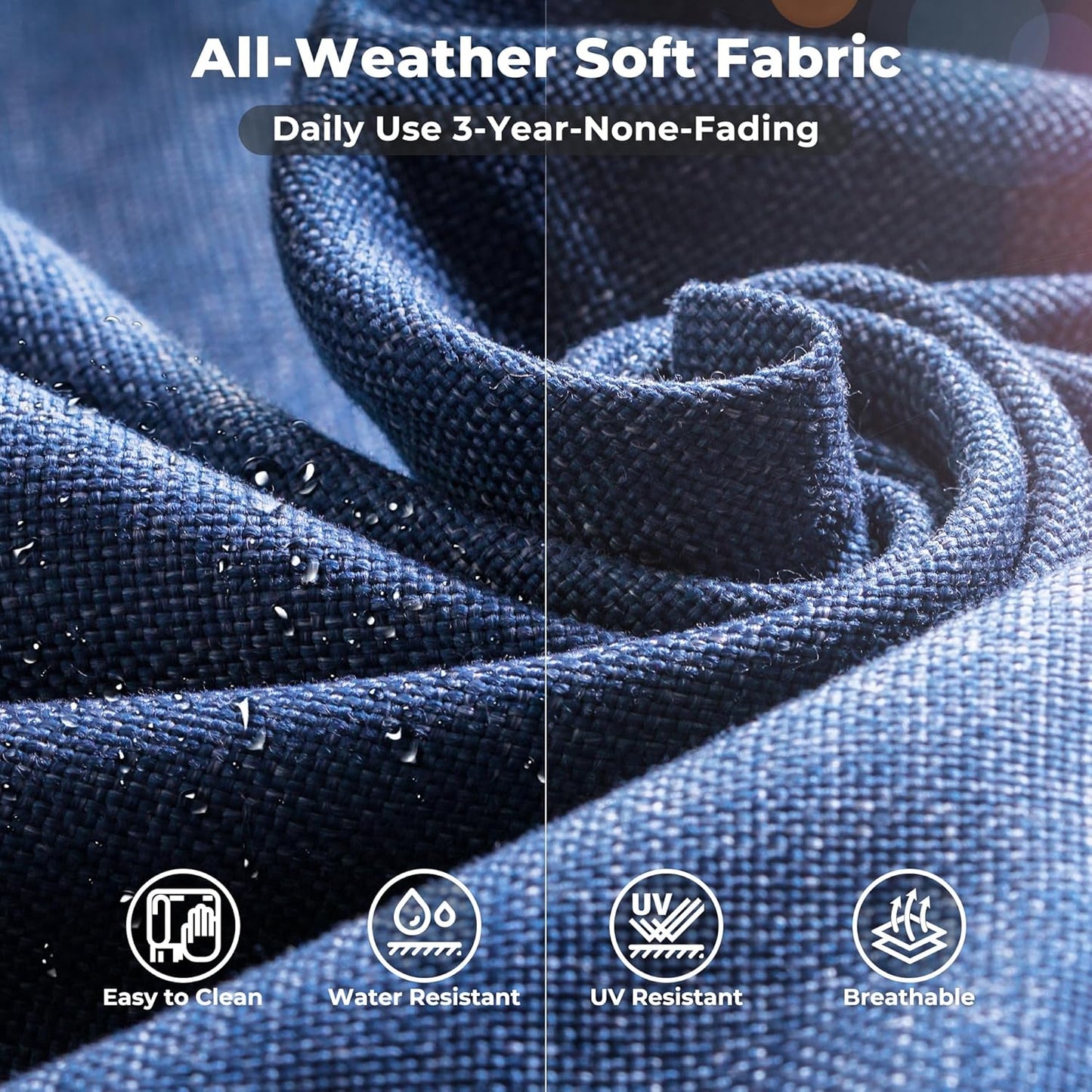 ovios 9 Pieces Patio Furniture Set, Outdoor Wicker Sectional Sofa with 30" Fire Pit Table Swivel Chair, Modern Modular Deep Seat Rattan Couch Conversation Sets, Denim Blue