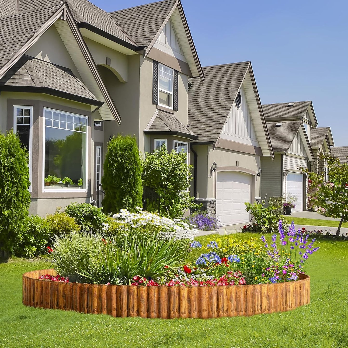 Land Guard Corrugated Garden Edging Border, 12" × 100' Landscape Paver Edging, Tall Landscape Edging, Fence for Garden, Flower Bed, Lawn and Landscape Edging (Rusty)