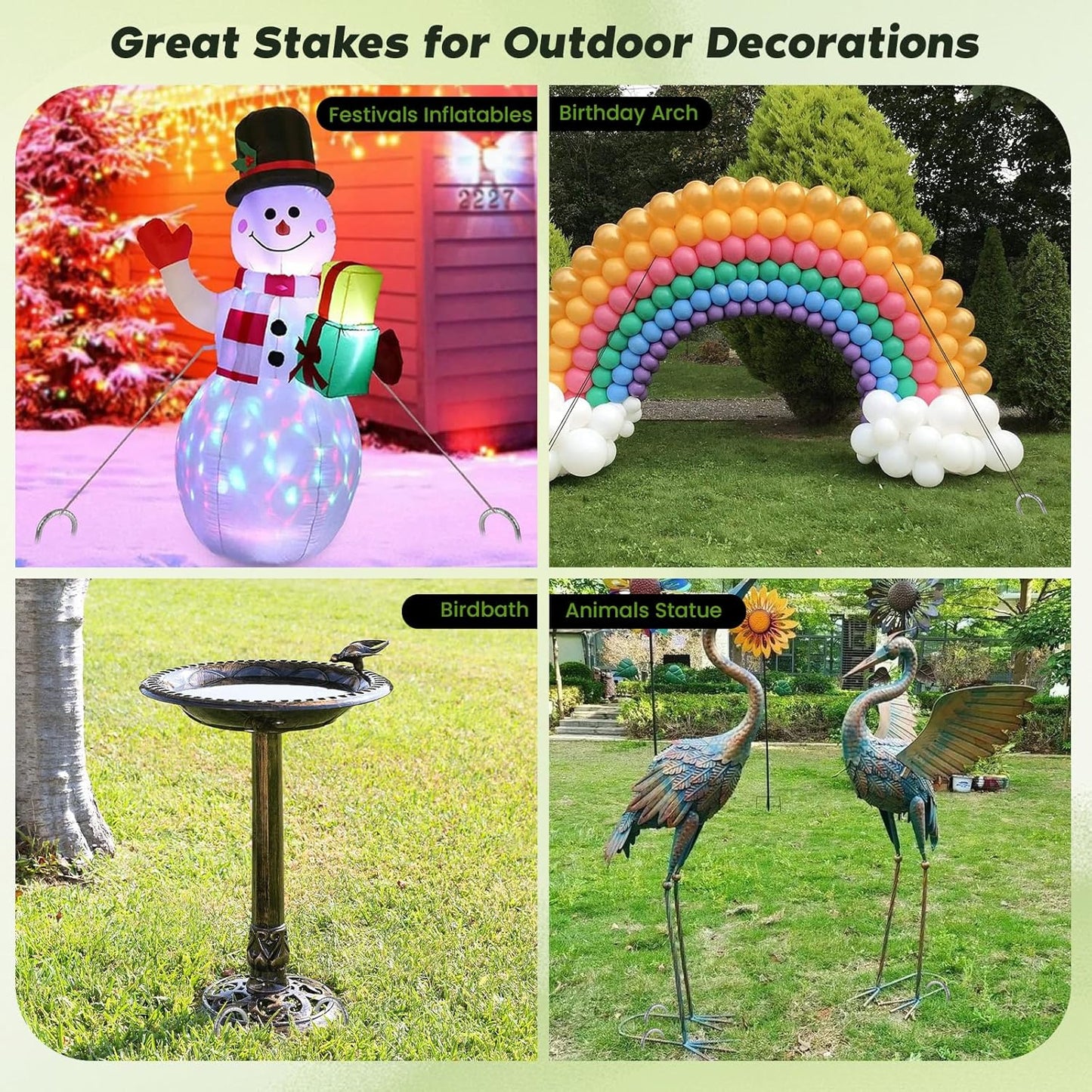 12 inches Tent Stakes Heavy Duty 34-Pack, 5/16" Diameter J Hook Fence Stakes Rebar Ground Stake for Inflatables, Tarp, Yard Lawn Outdoor Decoration