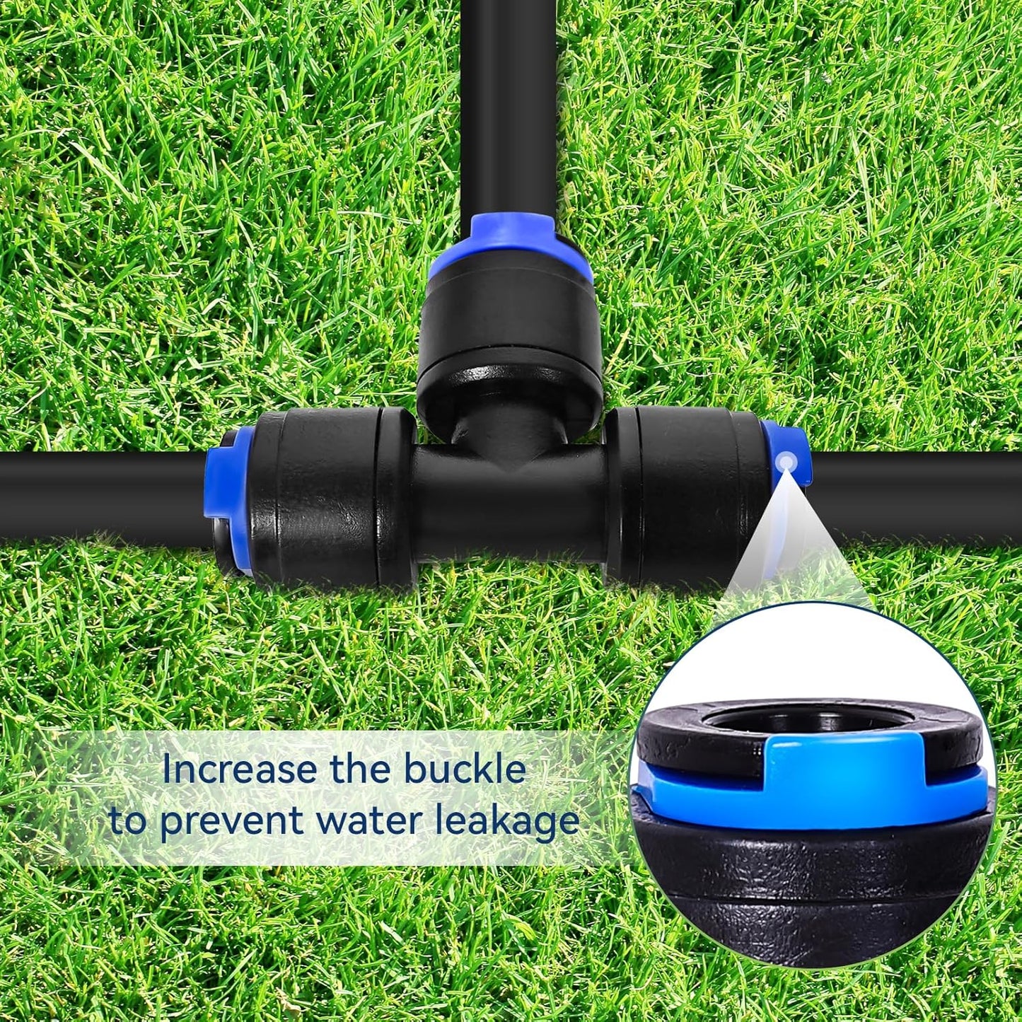 40 Pack 1/4" Drip Irrigation Tee Connectors, Quick Connect Universal Drip Irrigation Tubing Coupling Valve, Connector Locking Fitting for Sprinkler or Drip Irrigation System