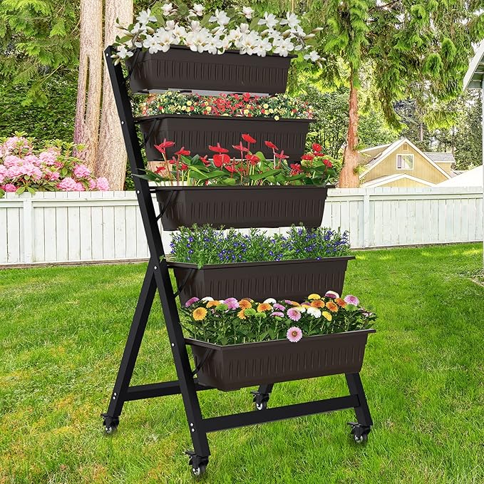 G TALECO GEAR Vertical Garden Planter, Vertical Raised Garden Bed Planter Box with 5 Container Boxes, Grow Your Herb Vegetables Flowers Indoor and Outdoor (5-Tier)