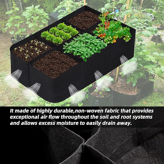 CJGQ Fabric Raised Garden Bed 4x2x1ft Garden Grow Bed Bags for Growing Herbs, Flowers and Vegetables 55 Gallon