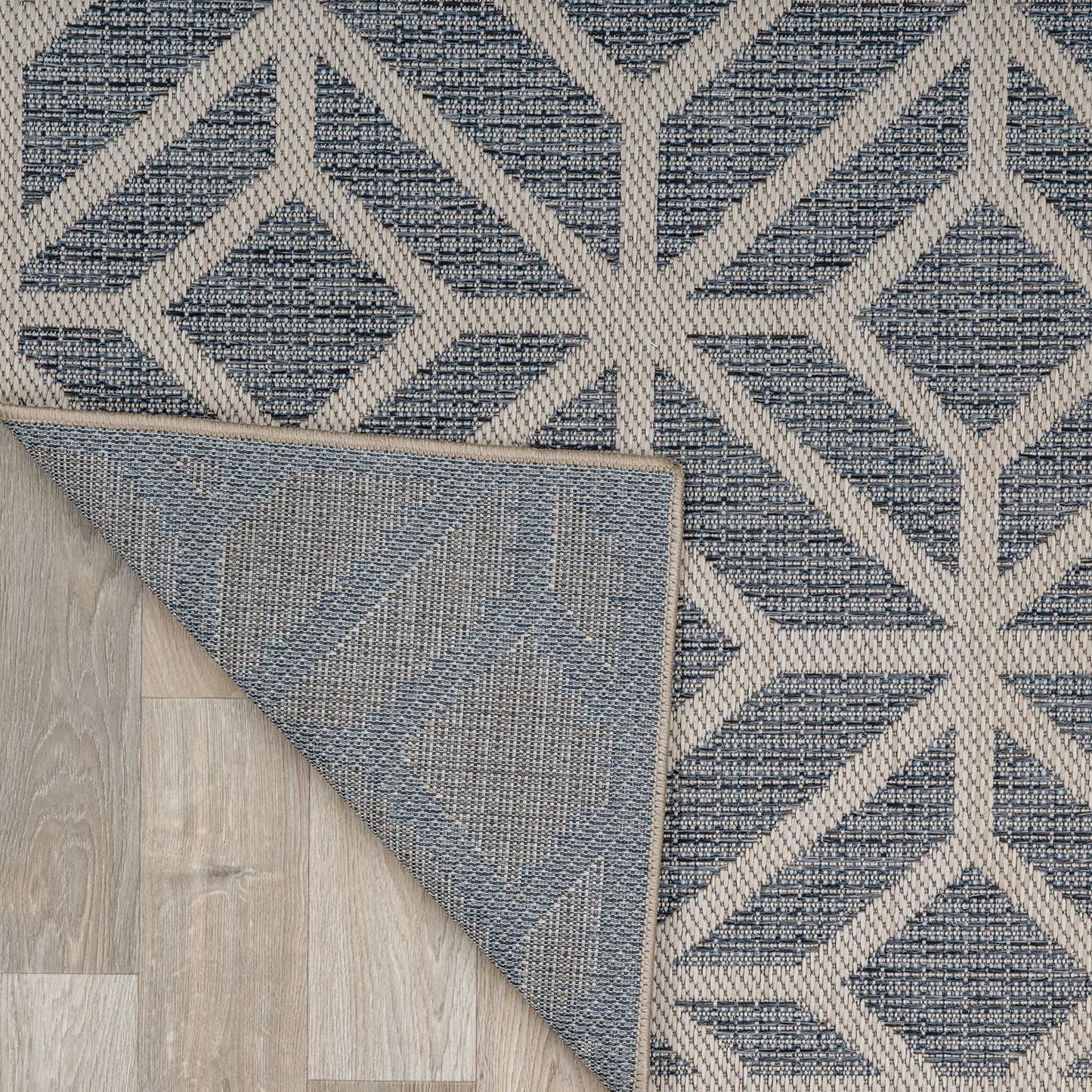 Rugshop Contemporary Geometric Indoor/Outdoor Runner Rug 2' 3" X 10' Blue
