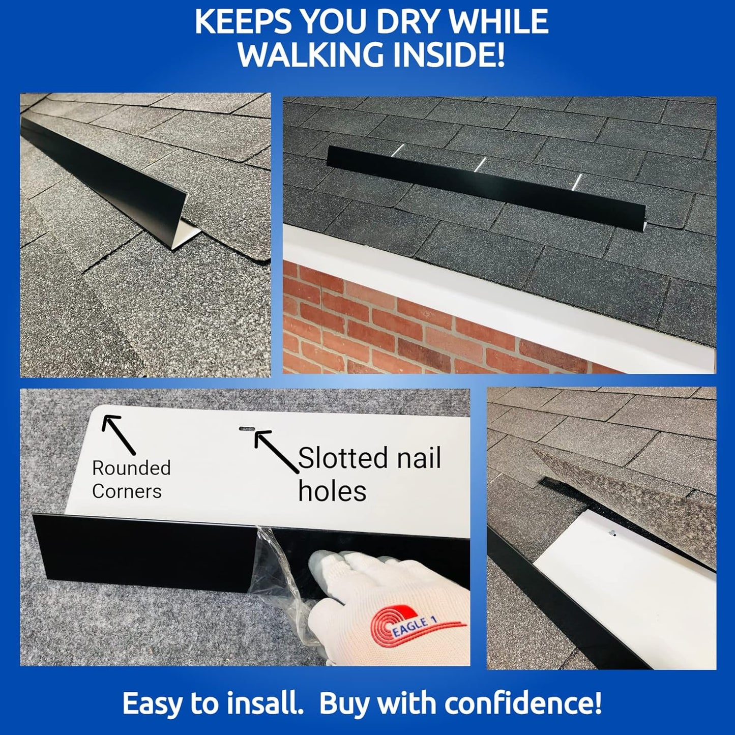 Eagle 1-26 Gauge 5 Foot Rain Diverter - Nails and Instructions Included (Mill Finish Aluminum, Copper, Galvanized, Stainless Steel & More) (3, Aluminum Diamond Plate - Grey)