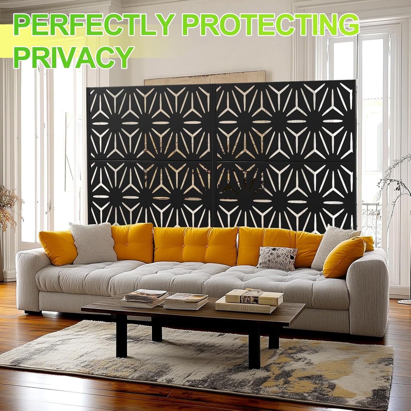 Outdoor Privacy Screen,72" H×47" W Metal Privacy Screen, Freestanding Privacy Fence Panels for Patio