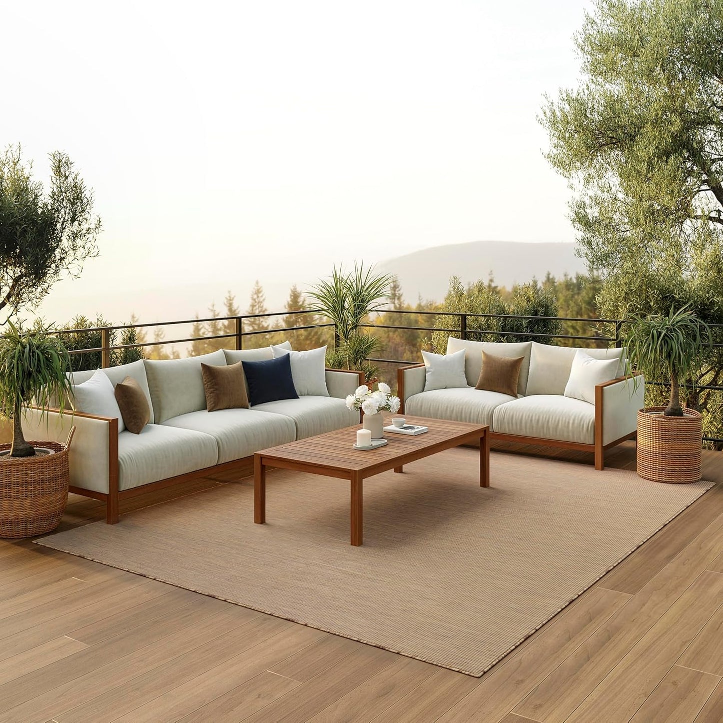 Nourison Home Positano Indoor/Outdoor Jute 9' x 12' Area Rug, Easy Cleaning, Non Shedding, Bed Room, Living Room, Dining Room, Backyard, Deck, Patio (9x12)