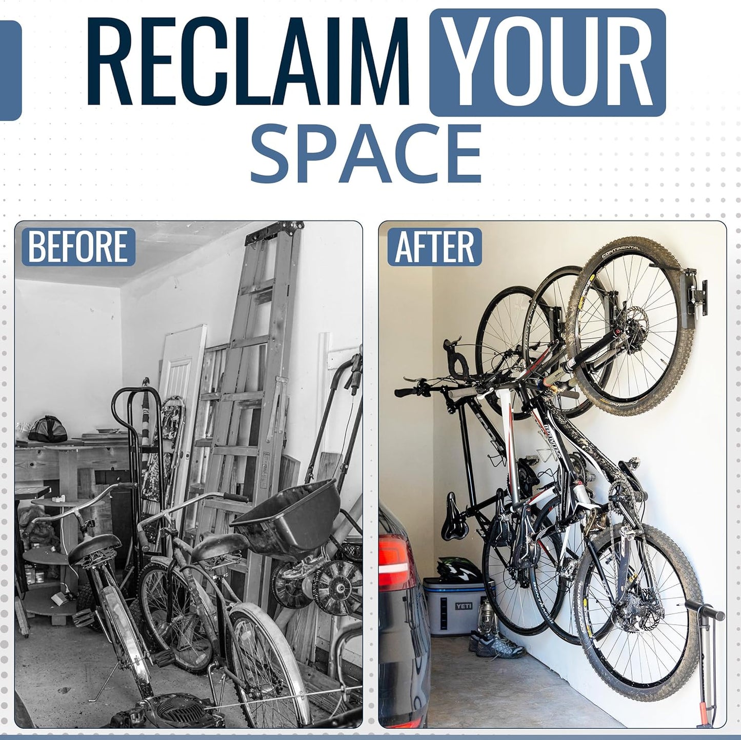 StoreYourBoard Bike Swivel Rack – Wall Mounted Garage Bike Storage, Vertical Hanger with 120° Swing Design & Stopper, Space-Saving Indoor Wall Mount – Fits Kids Bikes, BMX & More