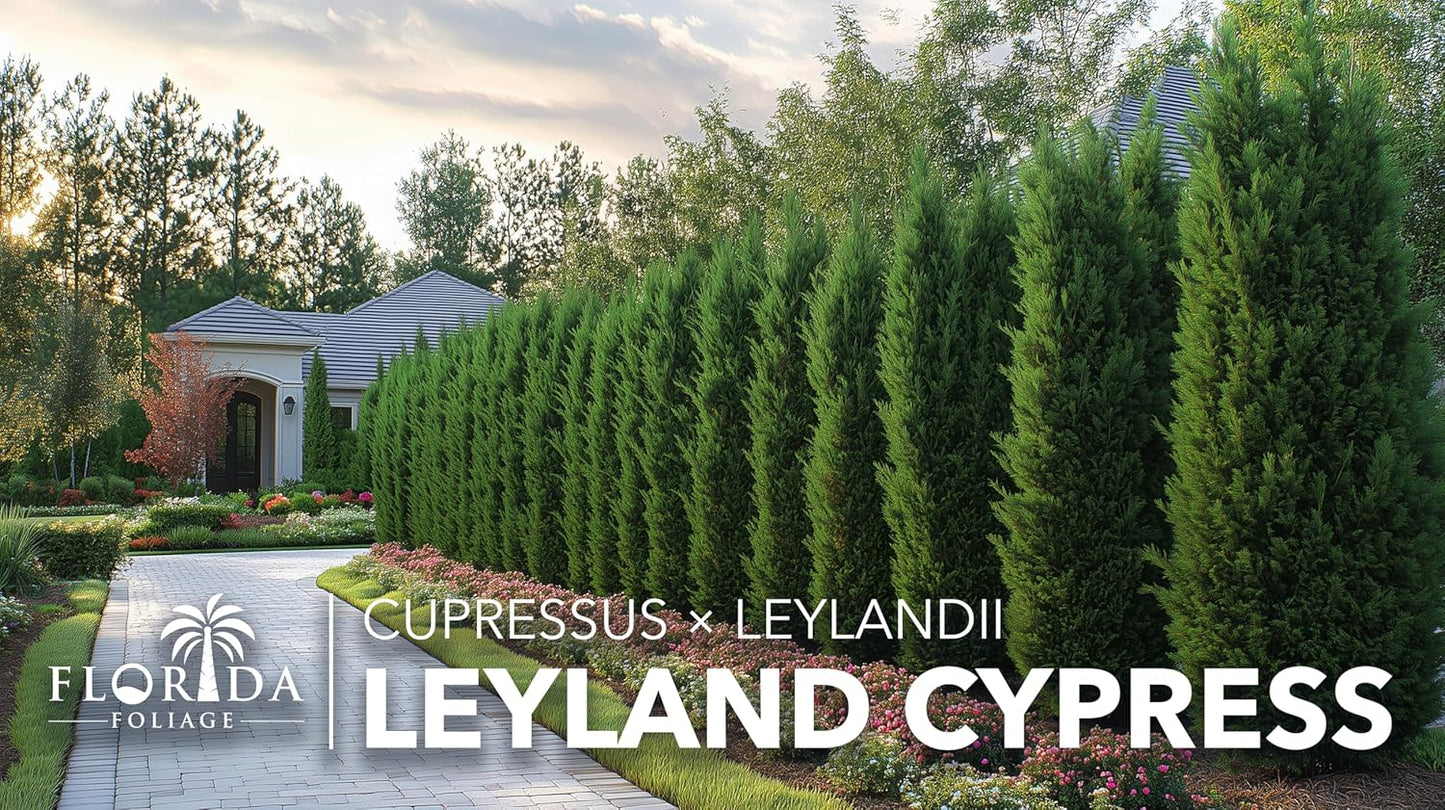 Leyland Cypress | 50 Live Plants | Cupressocyparis leylandii | Fast Growing Privacy Trees, Evergreen Landscape Plants, Drought Tolerant, Low Maintenance, Windbreak, Hardy